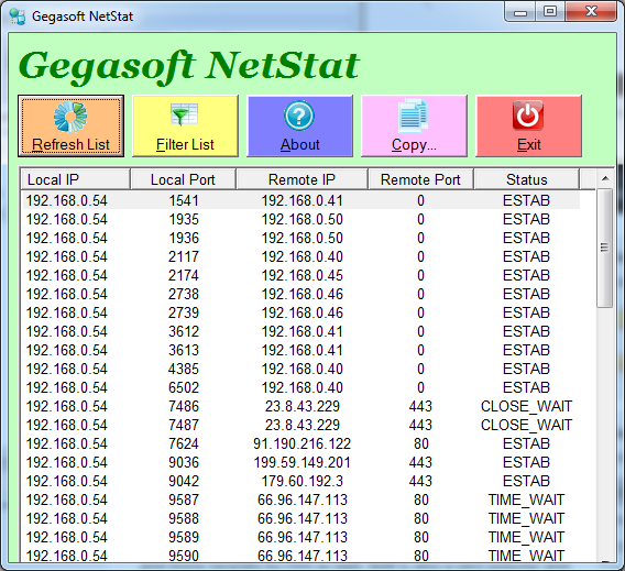 Gegasoft NetStat (Windows)